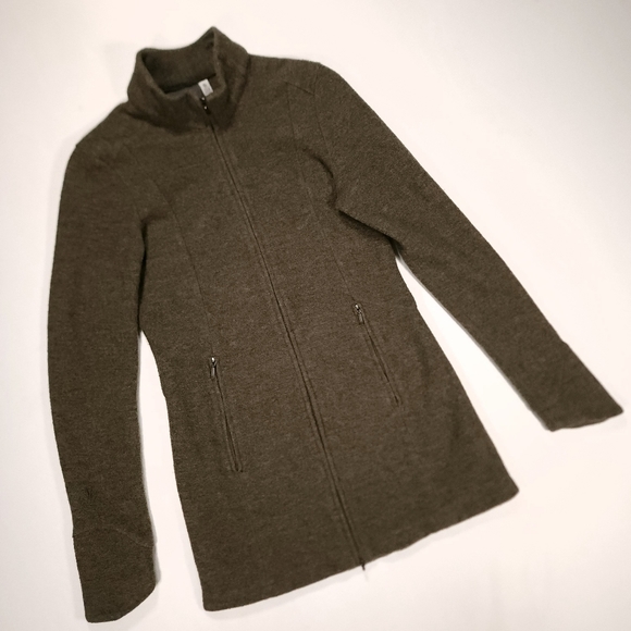 Ibex Backbay Merino Wool Tunic Jacket Womens Size XS Sweater Full Zip Green GUC! - Picture 2 of 16